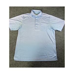 Donald Ross Blue and White polka dot short sleeve Golf Polo - Men's Large